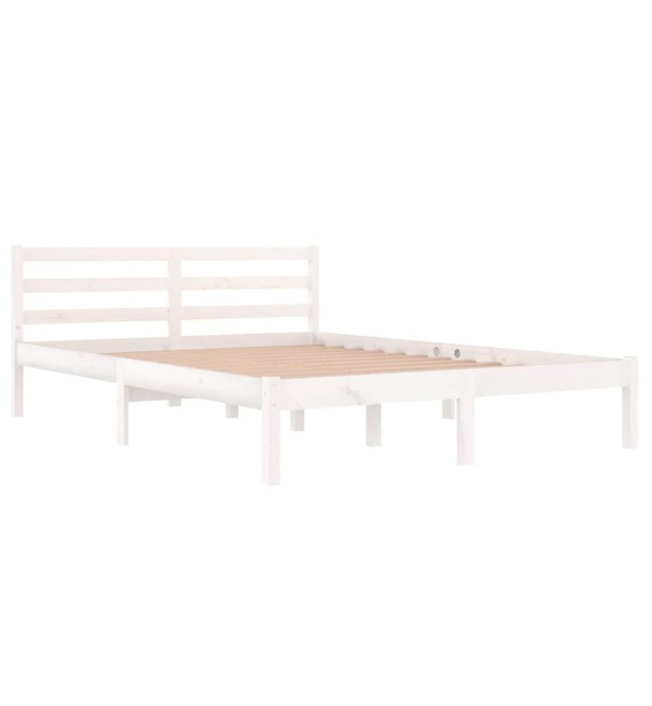 Cadre de lit sans matelas bois de pin massif 140x200 cm blanc