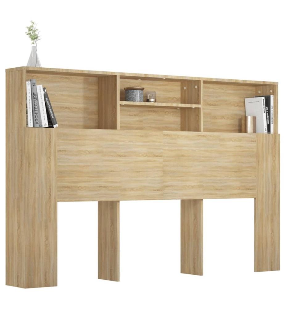 Bett-Kopfteil mit Ablagen Sonoma-Eiche 160x19x103,5 cm
