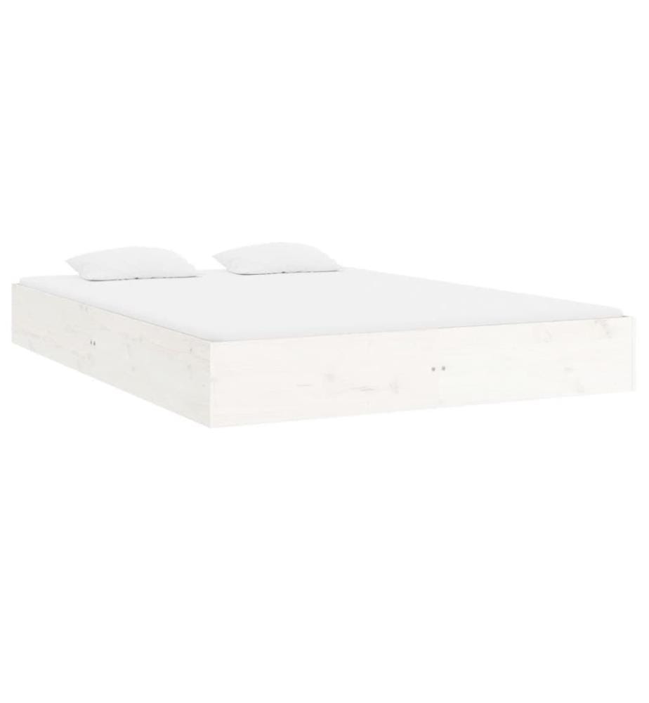 Cadre de lit sans matelas blanc bois massif 120x200 cm