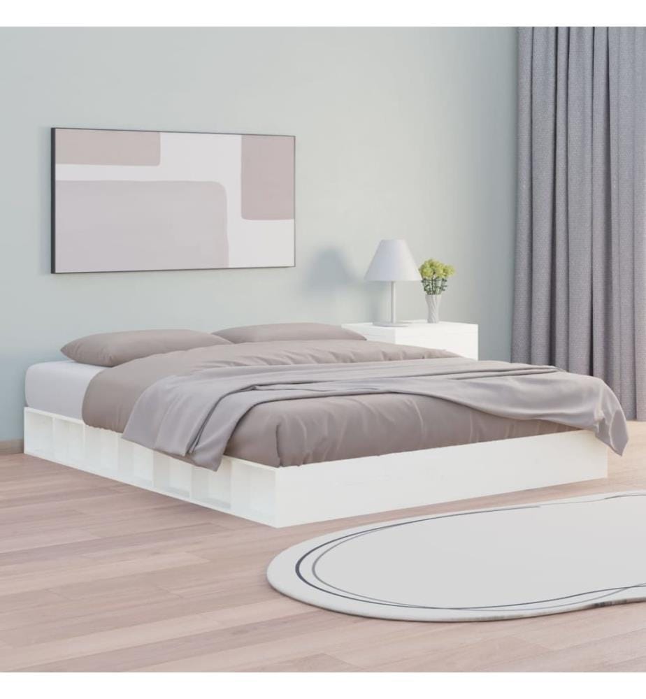 Cadre de lit sans matelas blanc 140x200 cm bois massif