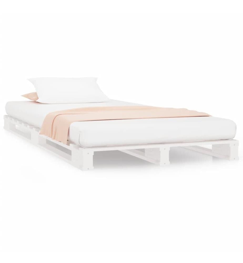 Lit de palette blanc 90x200 cm bois de pin massif