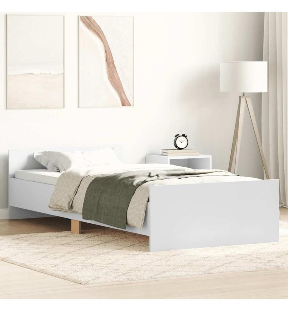 Cadre de lit sans matelas blanc 90x200 cm bois d'ingénierie
