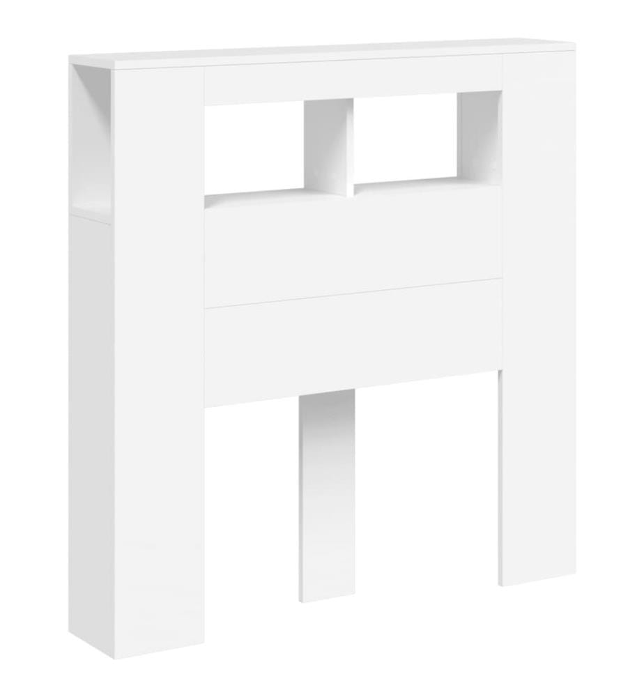 Tête de lit à LED blanc 100x18,5x103,5 cm bois d'ingénierie