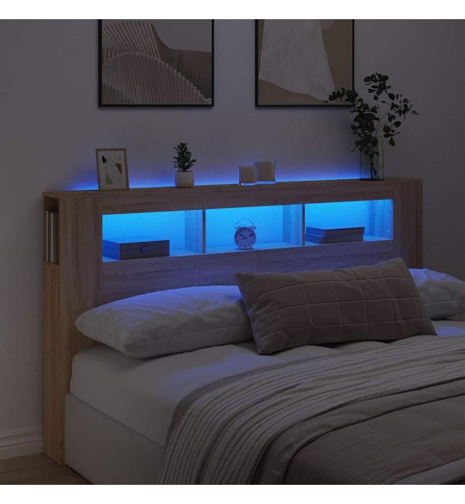 LED-Kopfteil Sonoma Eiche 180x18,5x103,5 cm Holzwerkstoff