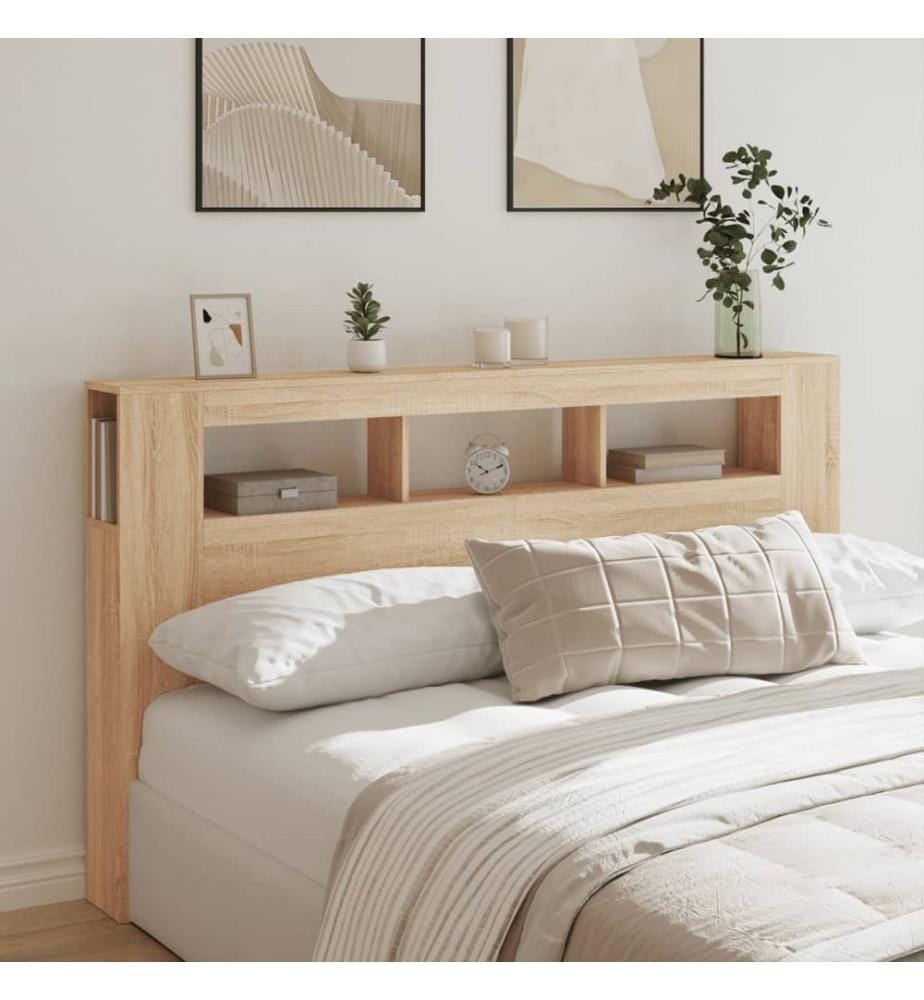 LED-Kopfteil Sonoma Eiche 180x18,5x103,5 cm Holzwerkstoff