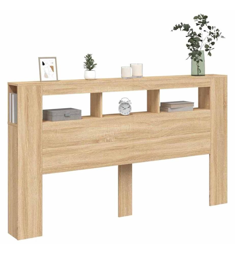 LED-Kopfteil Sonoma Eiche 180x18,5x103,5 cm Holzwerkstoff