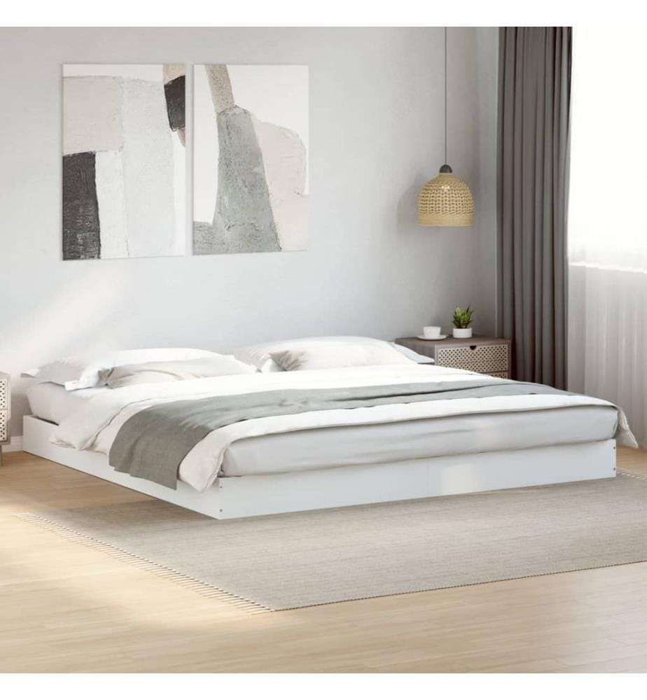 Cadre de lit sans matelas blanc 180x200 cm bois d'ingénierie