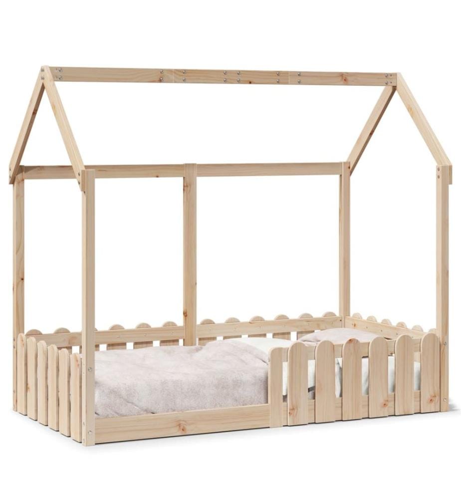 Cadre de lit d'enfants forme de maison sans matelas pin massif