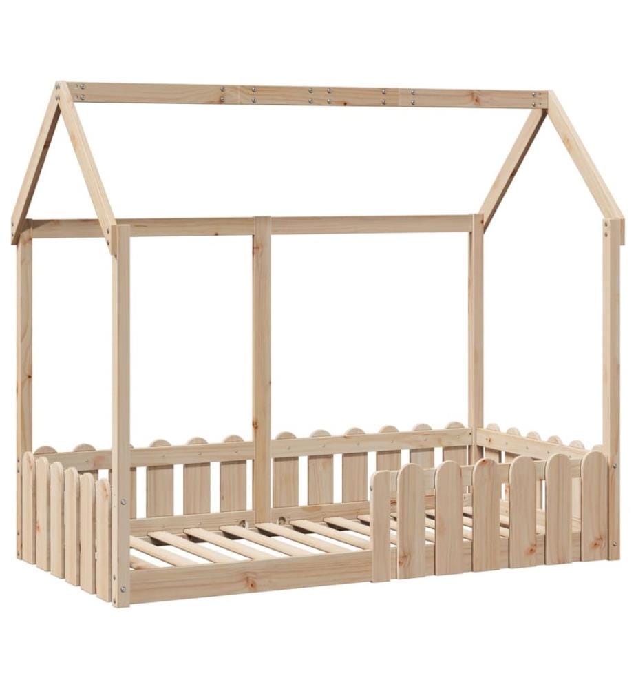 Cadre de lit d'enfants forme de maison sans matelas pin massif