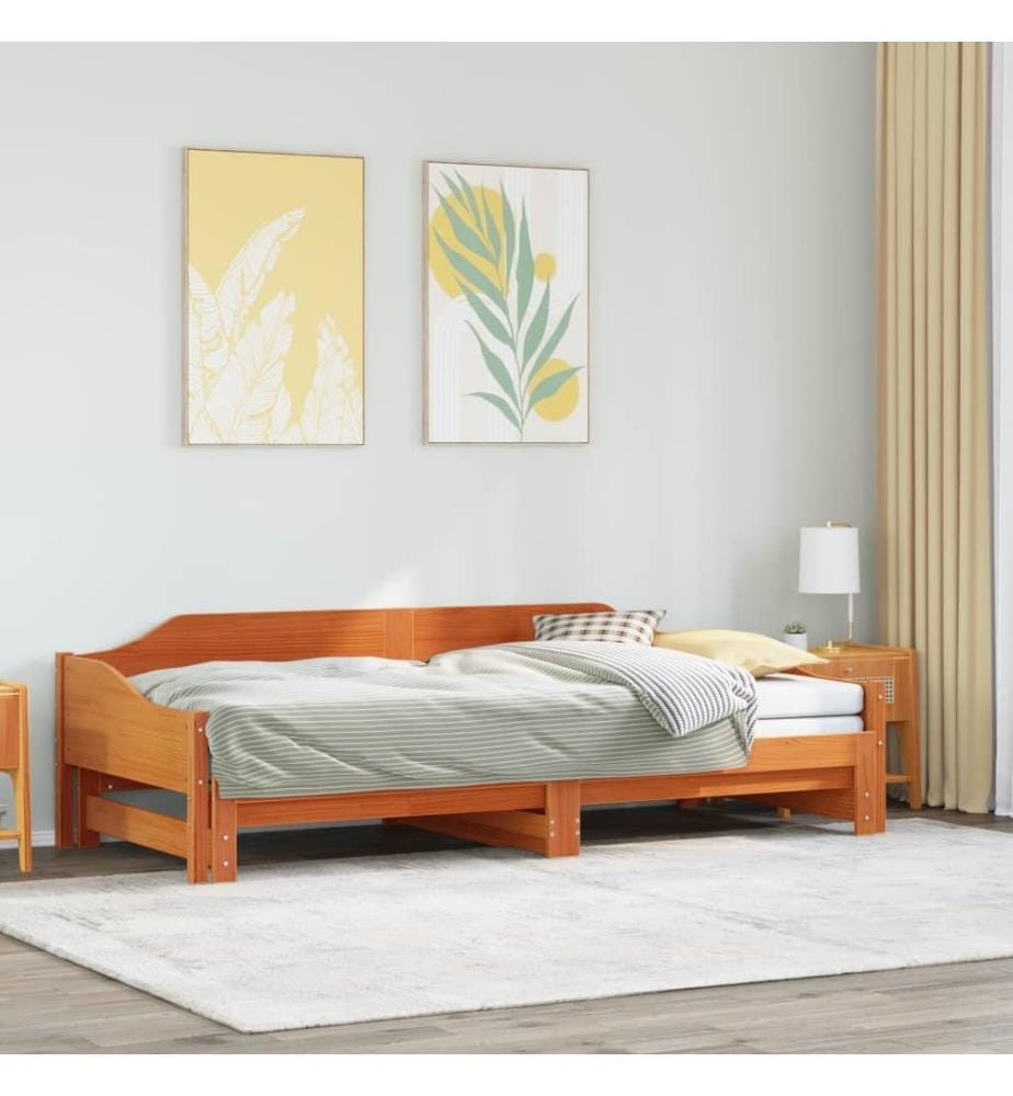 Lit de jour et lit gigogne sans matelas 90x200 cm bois massif