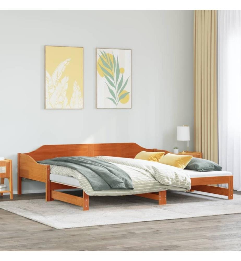 Lit de jour et lit gigogne sans matelas 90x200 cm bois massif