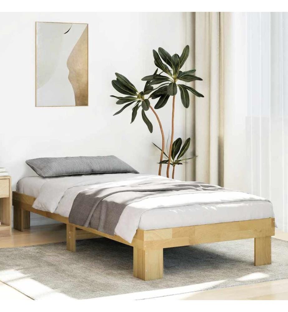Cadre de lit sans matelas 90x200 cm bois massif de chêne