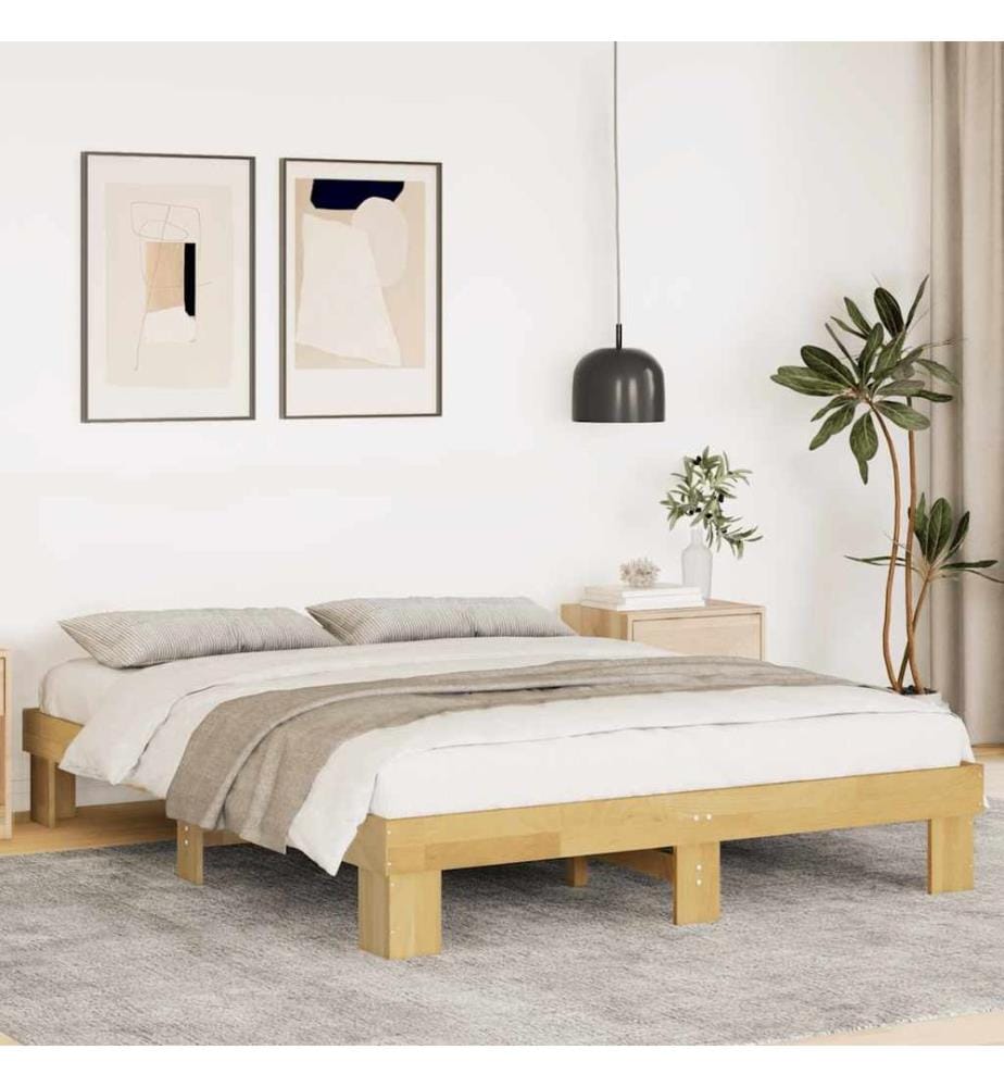 Cadre de lit sans matelas 140x200 cm bois massif de chêne