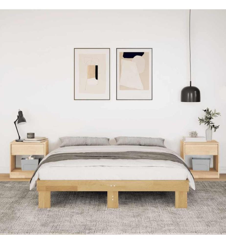 Cadre de lit sans matelas 140x200 cm bois massif de chêne