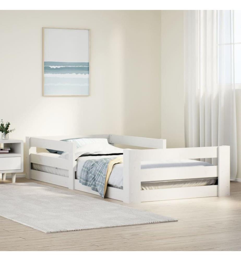 Cadre de lit sans matelas blanc 90x200 cm bois de pin massif