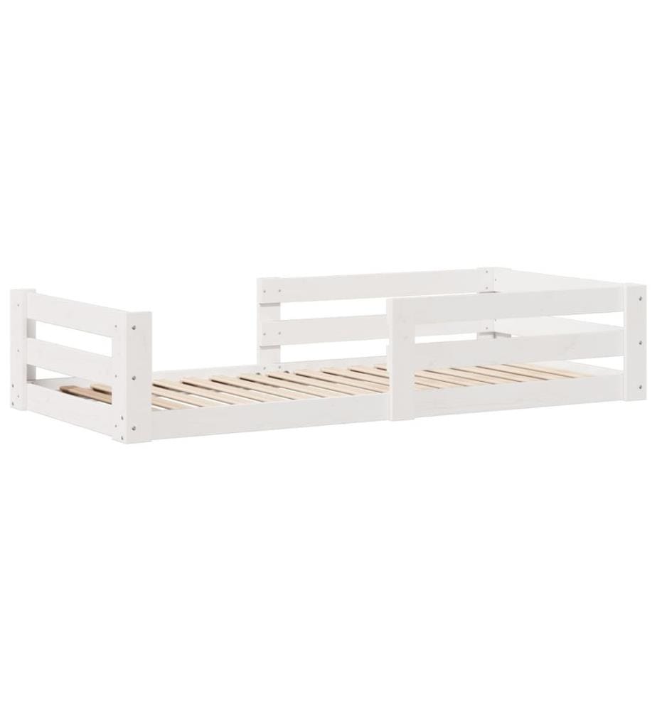 Cadre de lit sans matelas blanc 90x200 cm bois de pin massif