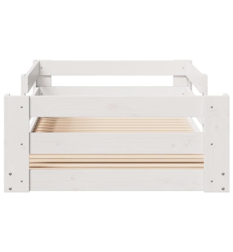 Cadre de lit sans matelas blanc 90x200 cm bois de pin massif