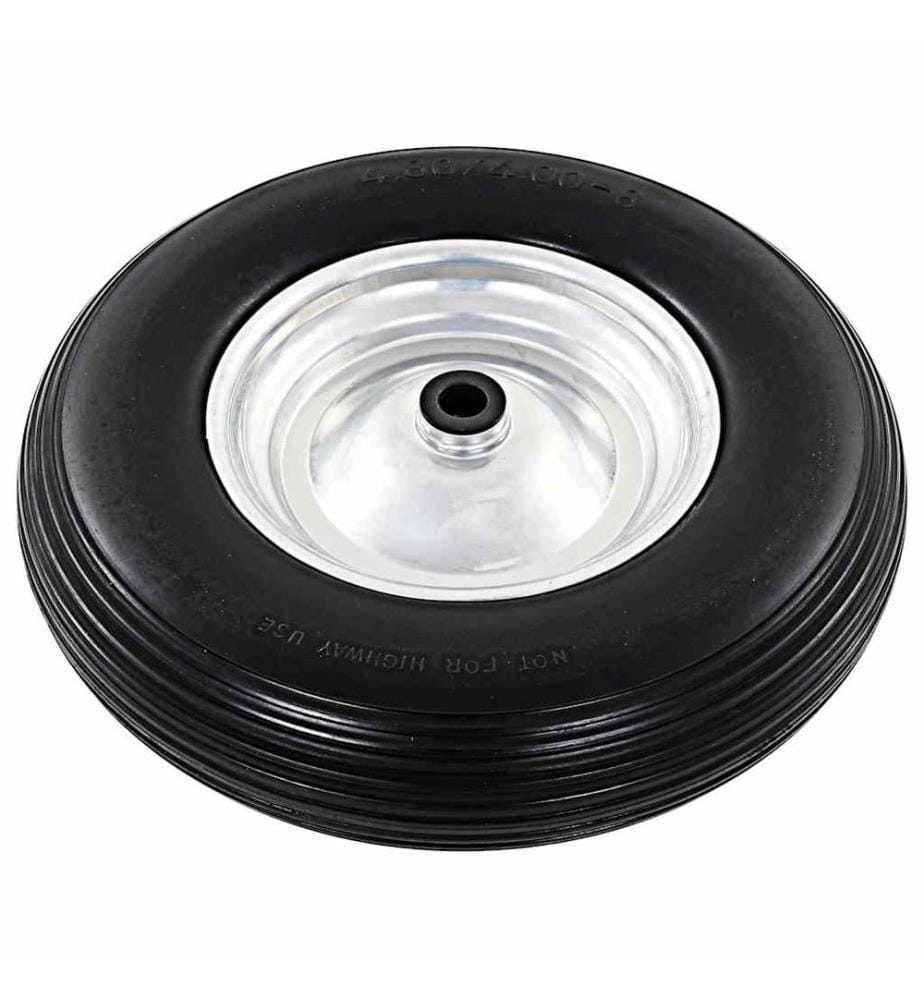 Roue de brouette avec axe 2 pcs PU solide 4.00-8 390 mm