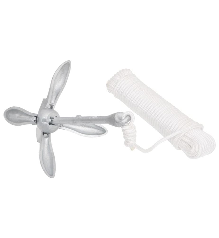 Klappanker mit Seil Silbern 1,5 kg Temperguss