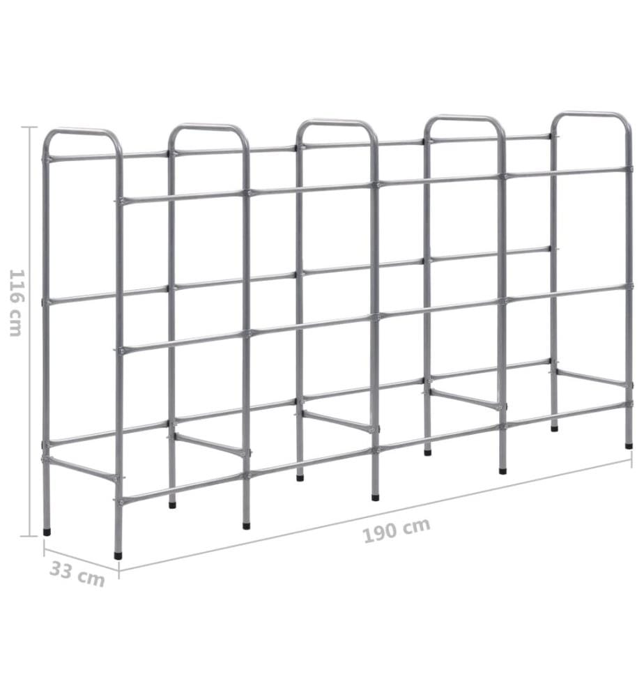 Kistenregal für 12 Kisten Silbern 190x33x116 cm Stahl