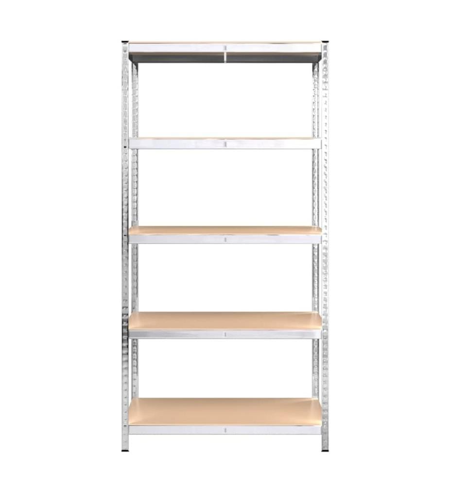 Regale mit 5 Böden 4 Stk. Silbern Stahl & Holzwerkstoff
