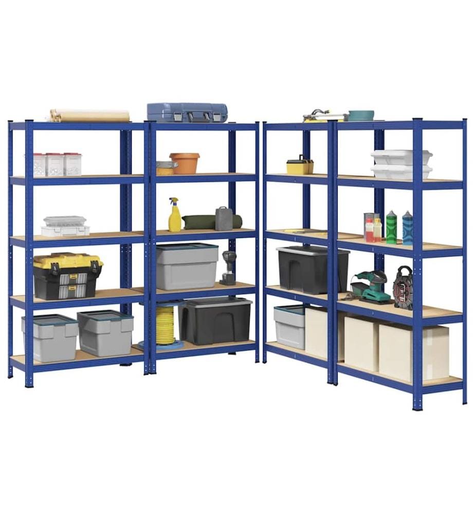 Étagères de rangement à 5 niveaux 4 pcs bleu