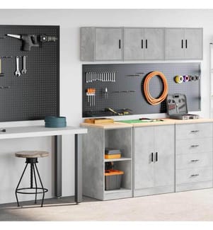 Garagenschränke 2 Stk. Betongrau Holzwerkstoff