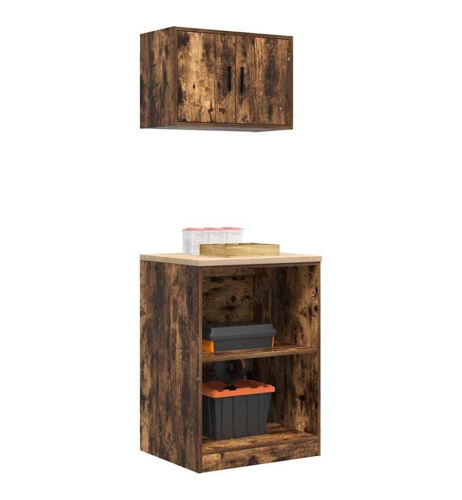 Garagenschränke 2 Stk. Räuchereiche Holzwerkstoff