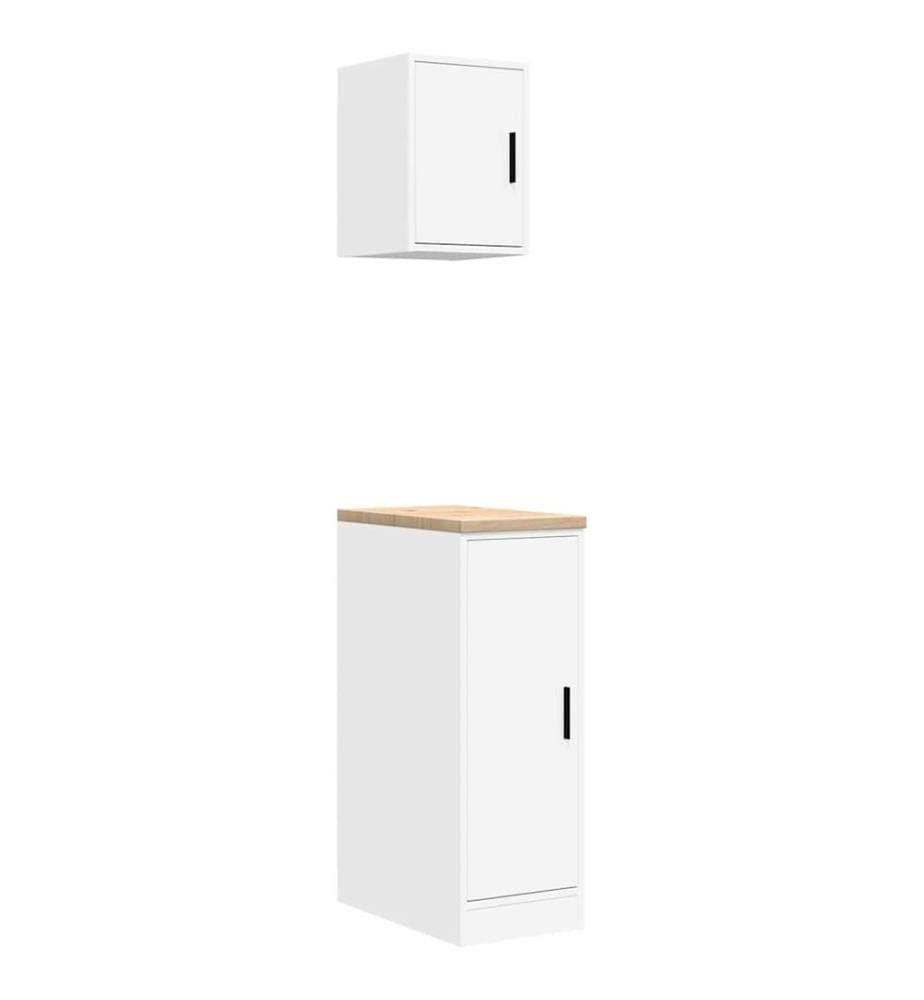 Garagenschränke 2 Stk. Weiss Holzwerkstoff