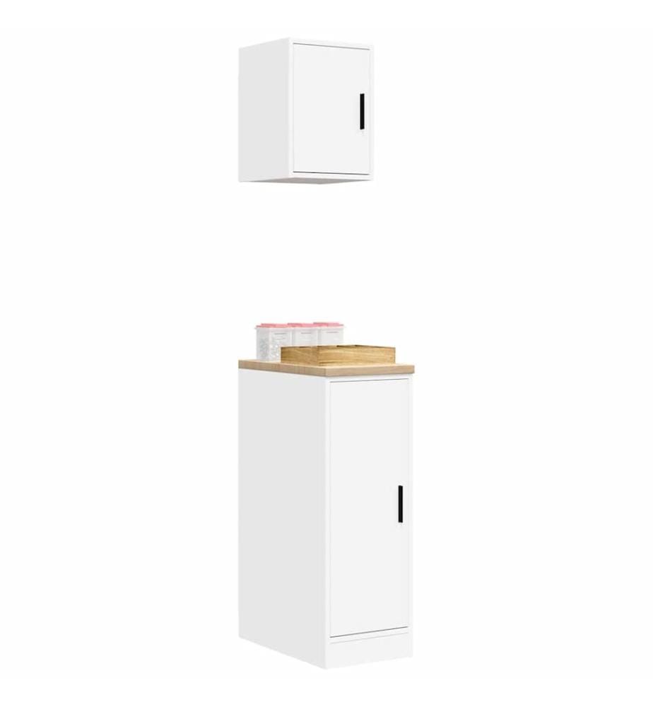 Garagenschränke 2 Stk. Weiss Holzwerkstoff