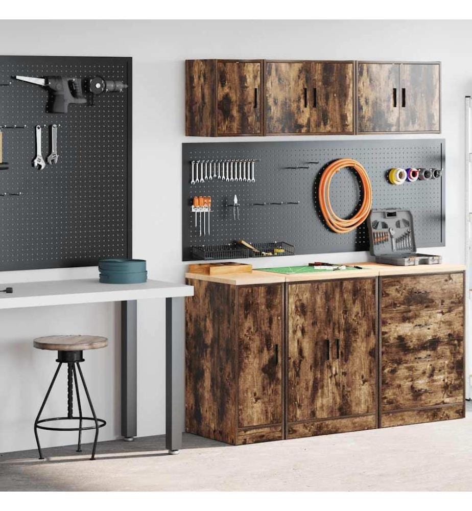 Garagenschränke 2 Stk. Räuchereiche Holzwerkstoff