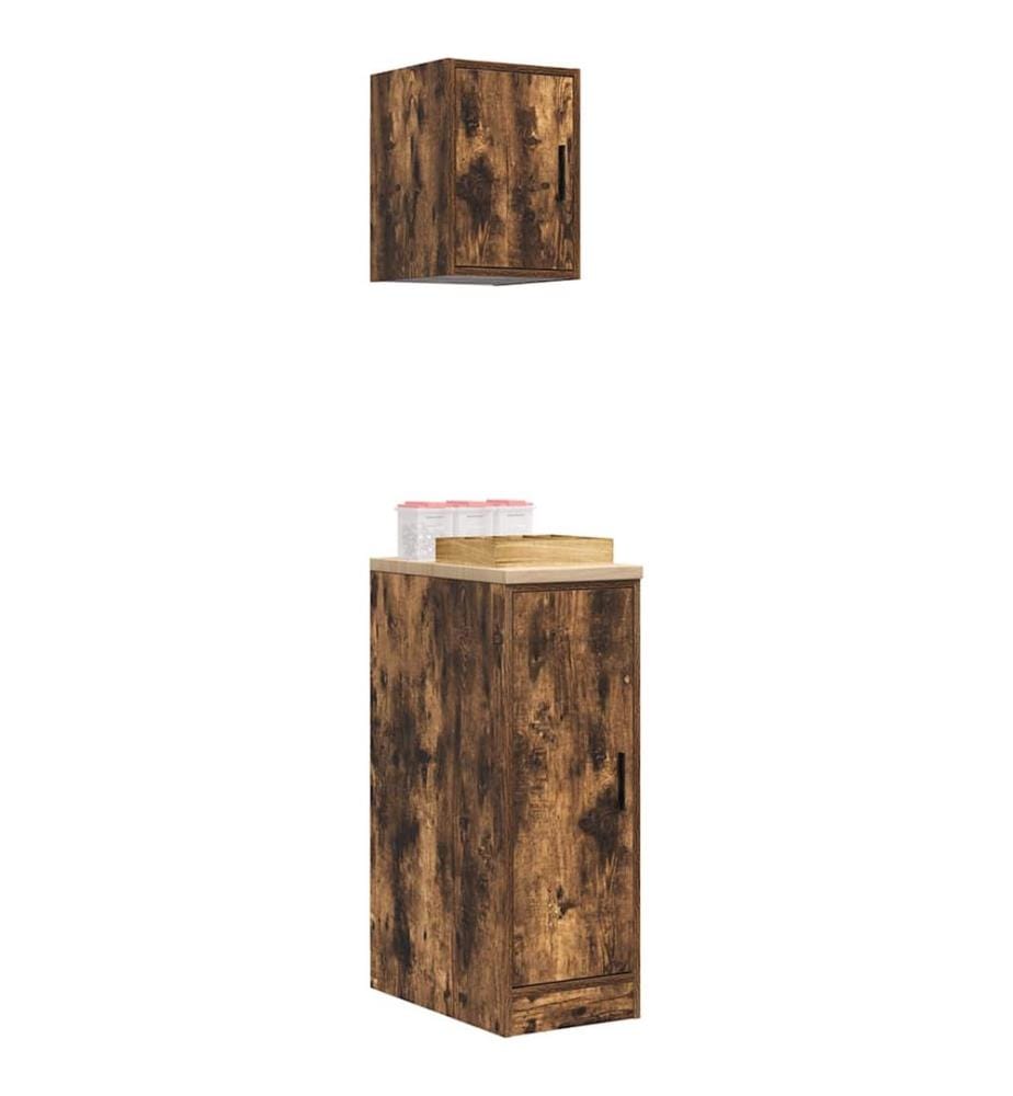 Garagenschränke 2 Stk. Räuchereiche Holzwerkstoff