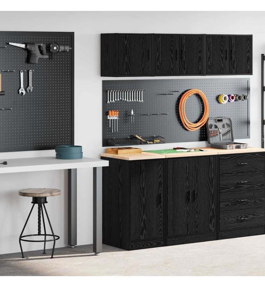 Garagenschränke 2 Stk. Schwarz Holzwerkstoff