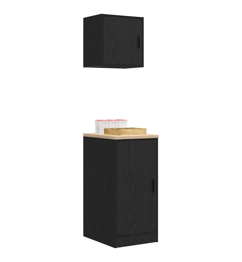 Garagenschränke 2 Stk. Schwarz Holzwerkstoff