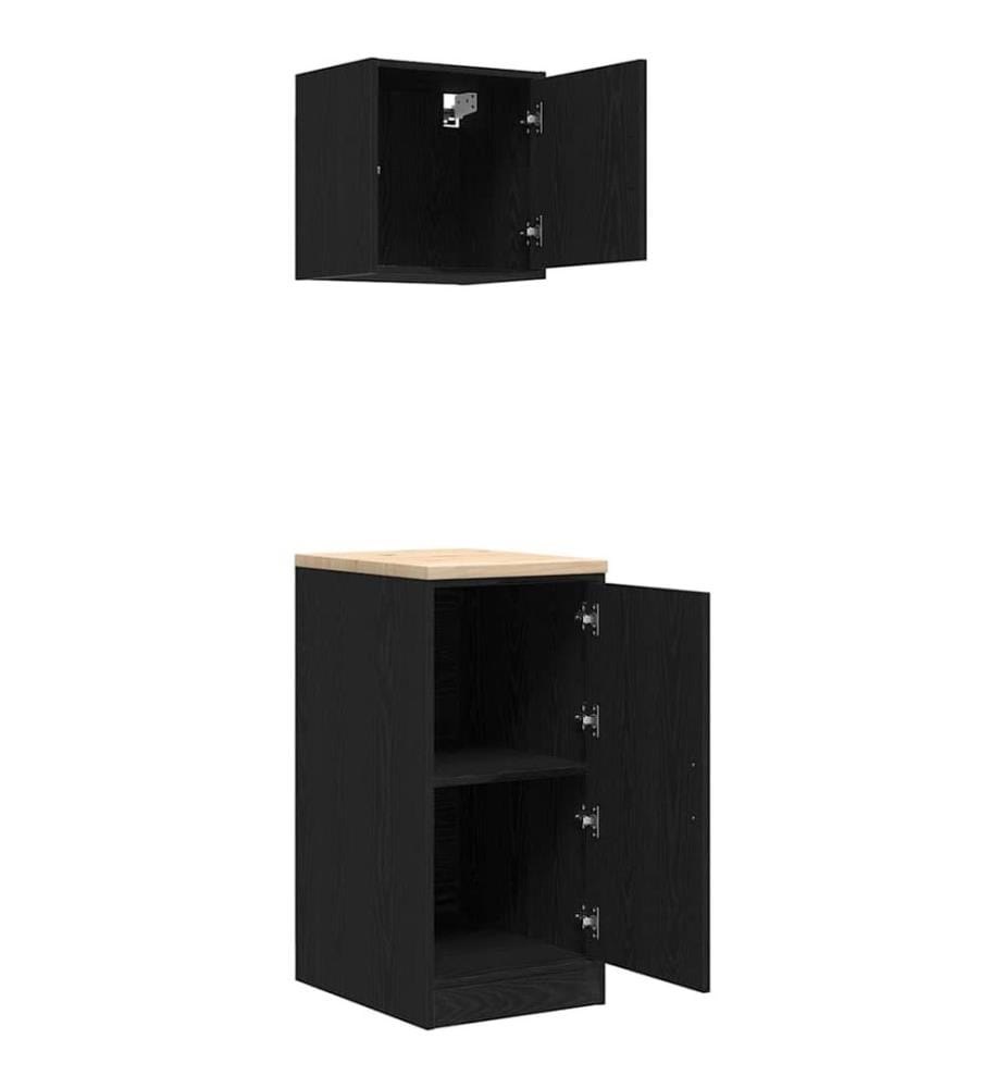 Garagenschränke 2 Stk. Schwarz Holzwerkstoff