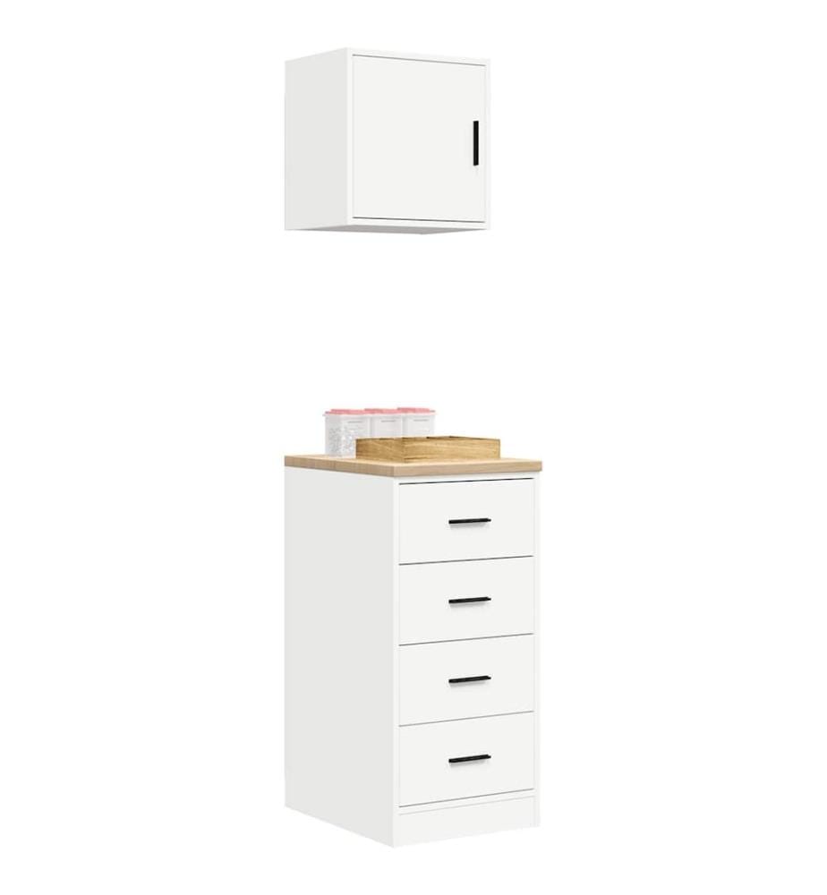 Garagenschränke 2 Stk. Weiss Holzwerkstoff