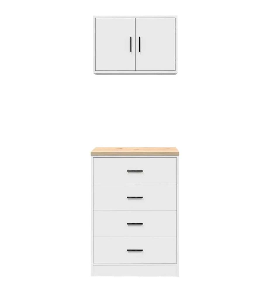 Garagenschränke 2 Stk. Weiss Holzwerkstoff