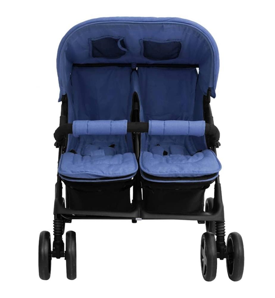 Zwillingskinderwagen Marineblau Stahl