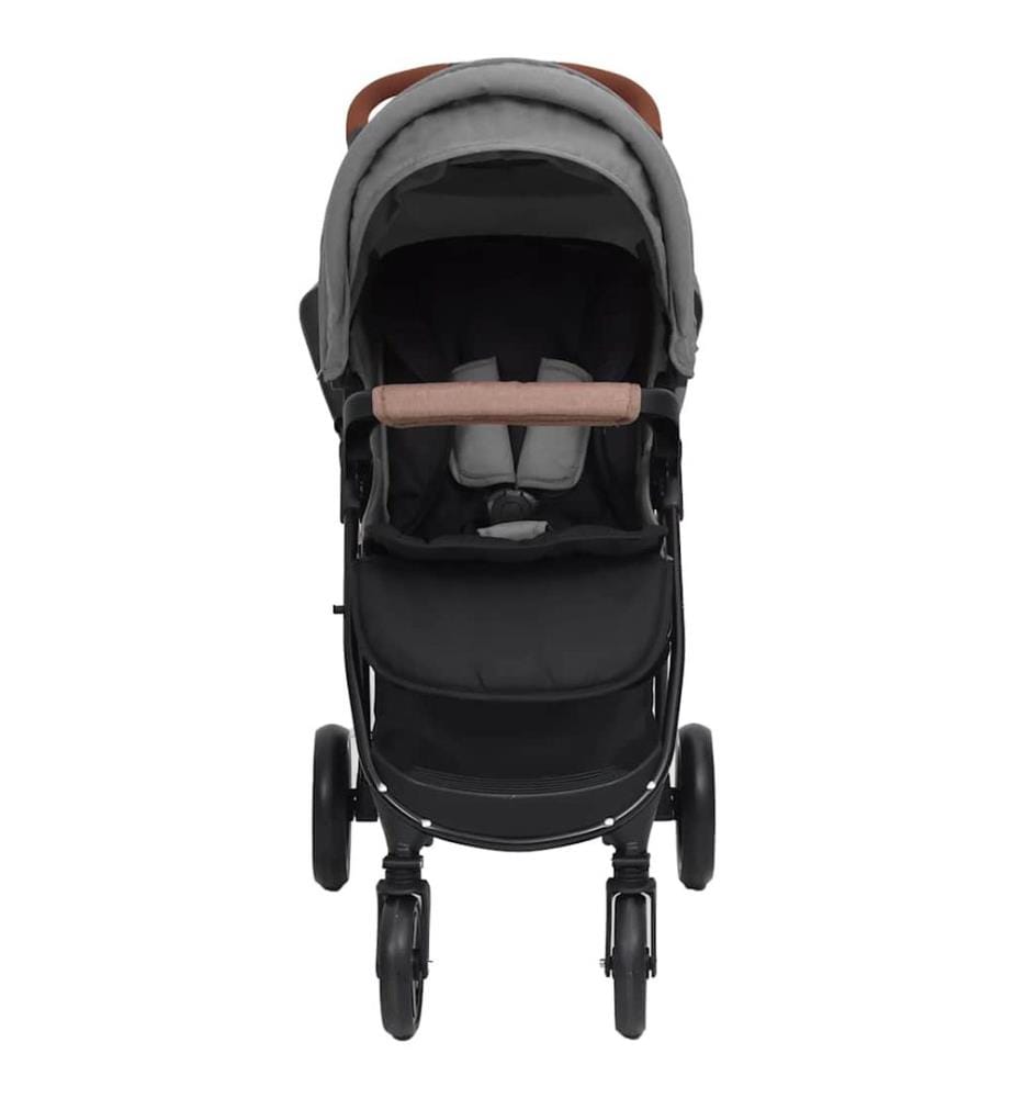 2-in-1 Kinderwagen Hellgrau Stahl