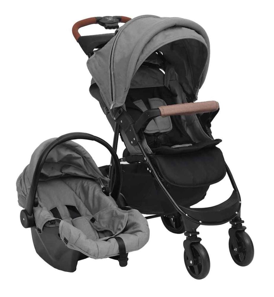 3-in-1 Kinderwagen Hellgrau Stahl