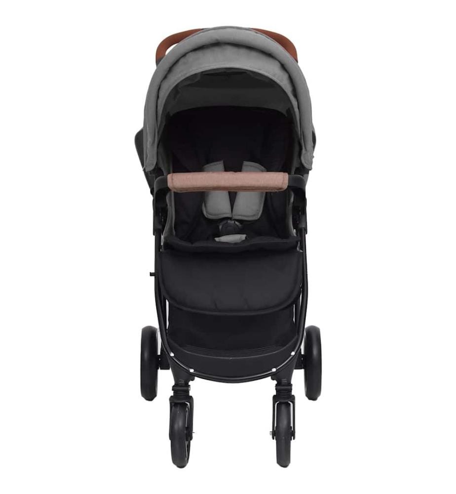 3-in-1 Kinderwagen Hellgrau Stahl