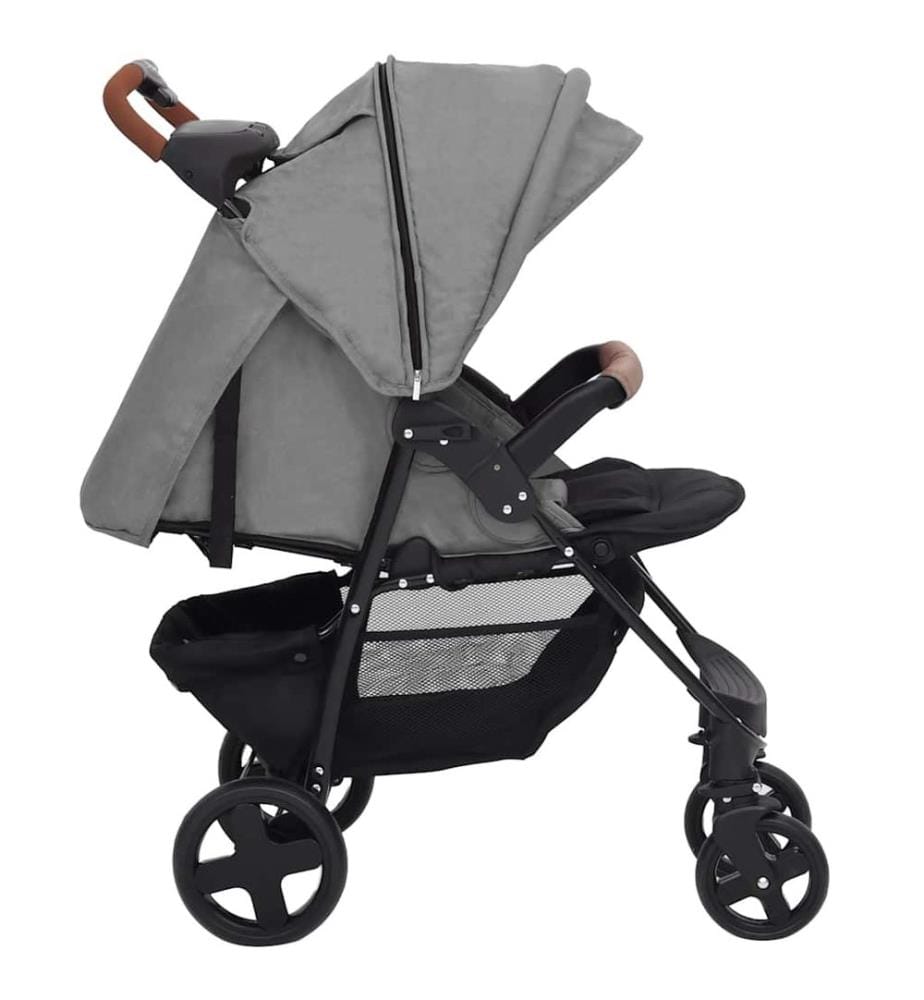 3-in-1 Kinderwagen Hellgrau Stahl