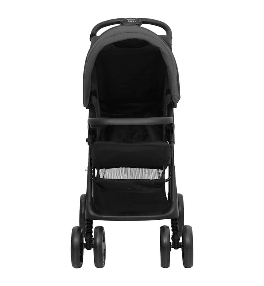 3-in-1 Kinderwagen Dunkelgrau und Schwarz Stahl