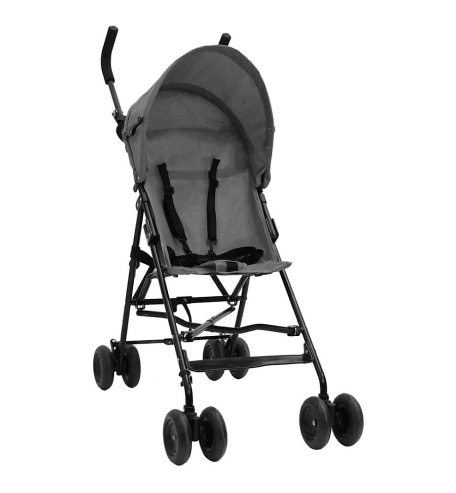 Kinderwagen Hellgrau und Schwarz Stahl