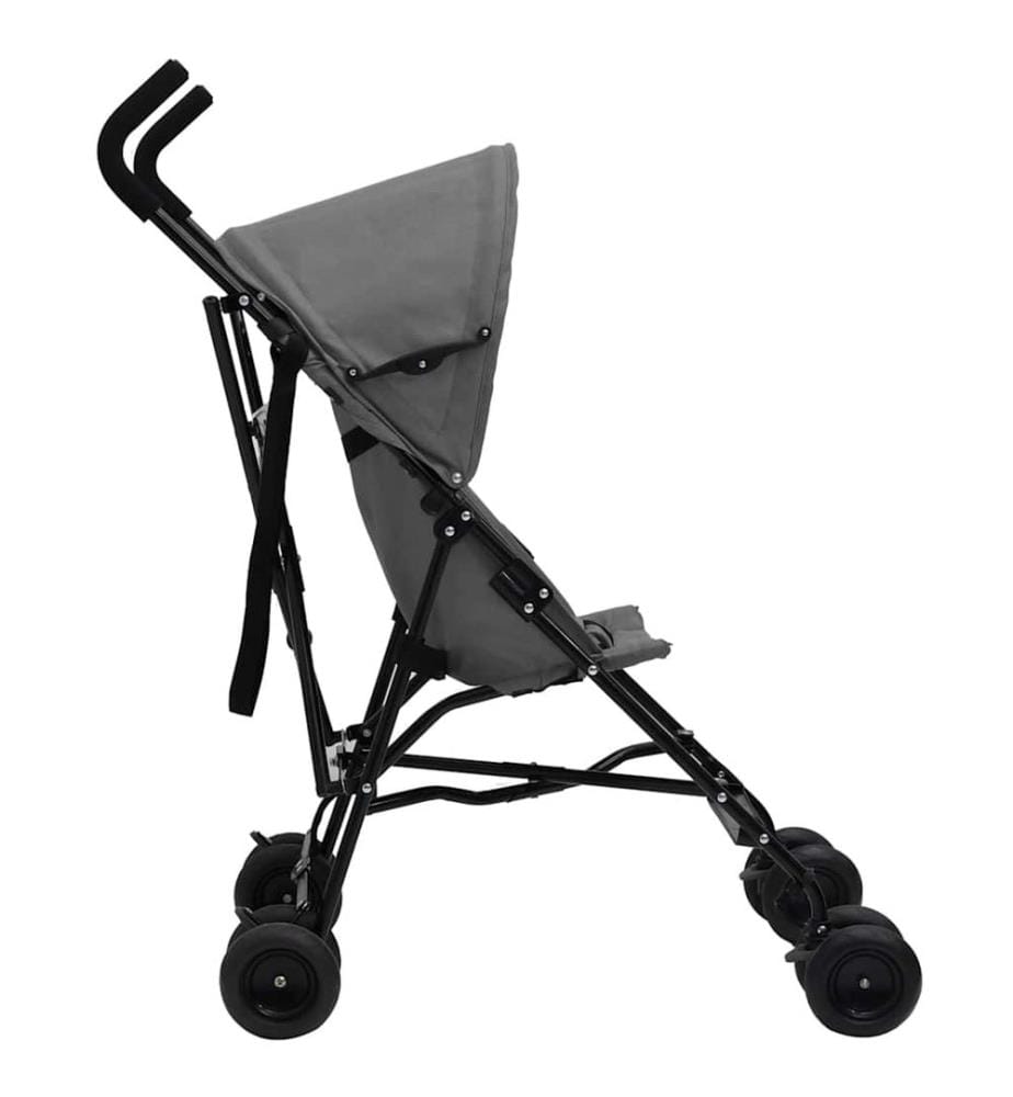 Kinderwagen Hellgrau und Schwarz Stahl