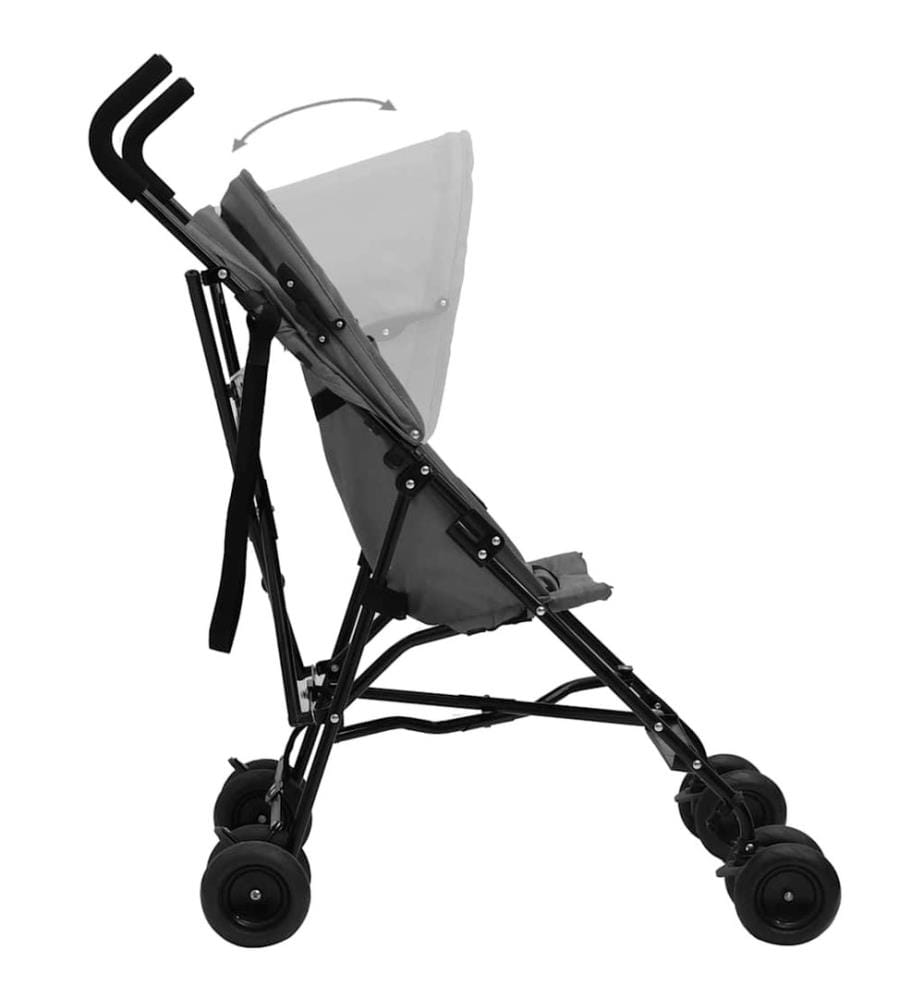 Kinderwagen Hellgrau und Schwarz Stahl