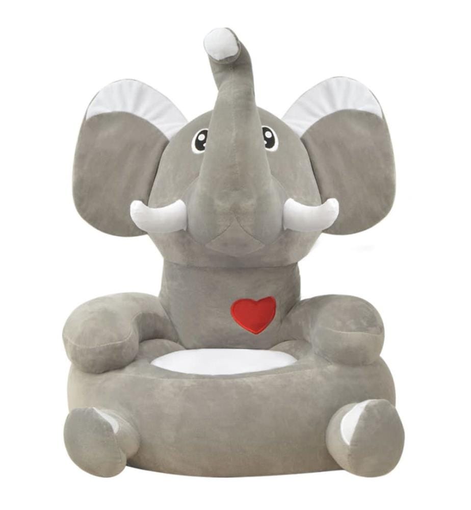 Plüsch-Kindersessel Elefant Grau