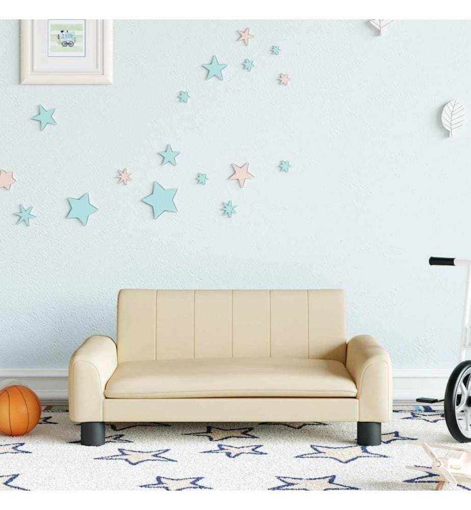 Kindersofa Creme 70x45x30 cm Stoff