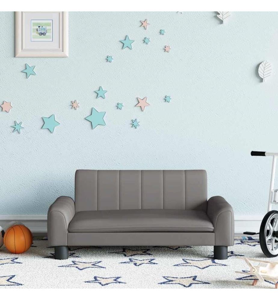 Kindersofa Grau 70x45x30 cm Kunstleder
