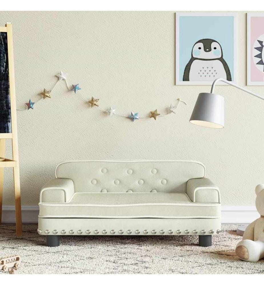 Kindersofa Creme 70x45x30 cm Samt